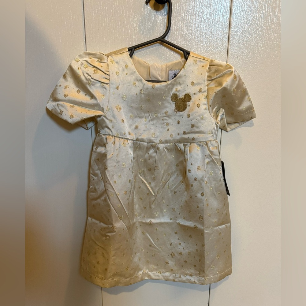 Disney Holiday Girls' Dress Gold Thread, Cream Color Size 3